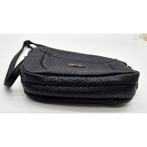 Multi Sac Black Textured Crossbody Bag With Adjustable Strap - Picture 2 of 7